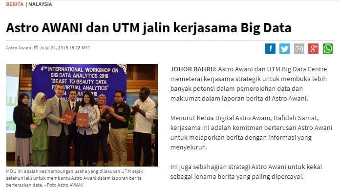 Astro AWANI & UTM jalin kerjasama Big Data